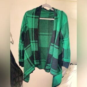 Green Plaid Cardigan